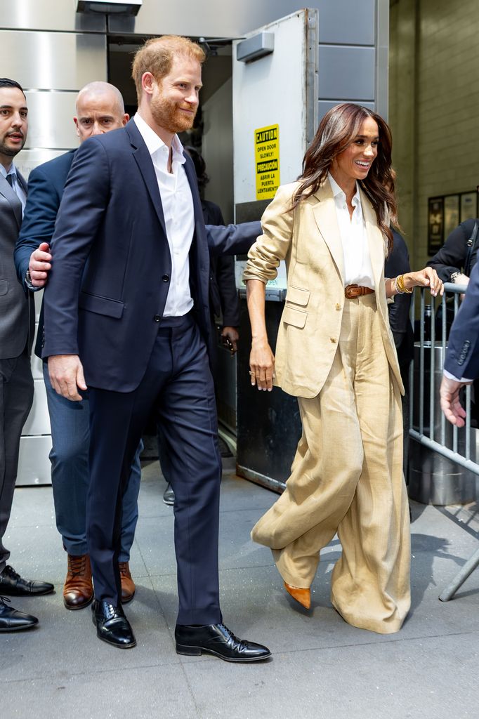 Prince Harry, Duke of Sussex and Meghan, Duchess of Sussex are seen in Midtown on April 23, 2025 in New York City. (Photo by The Hapa Blonde/GC Images)
