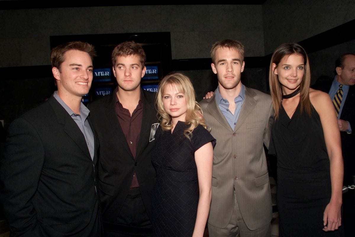 Kerr Smith, Joshua Jackson, Michelle Williams, James Van Der Beek and Katie Holmes at a celebration for the 100th episode of "Dawson's Creek" 