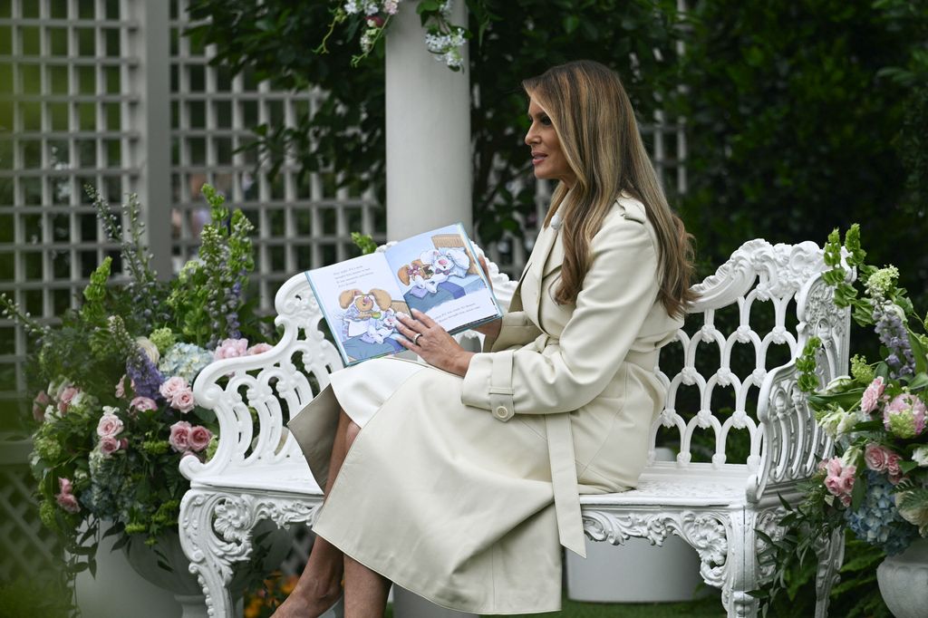 Melania Trump reading a book at the Egg Roll