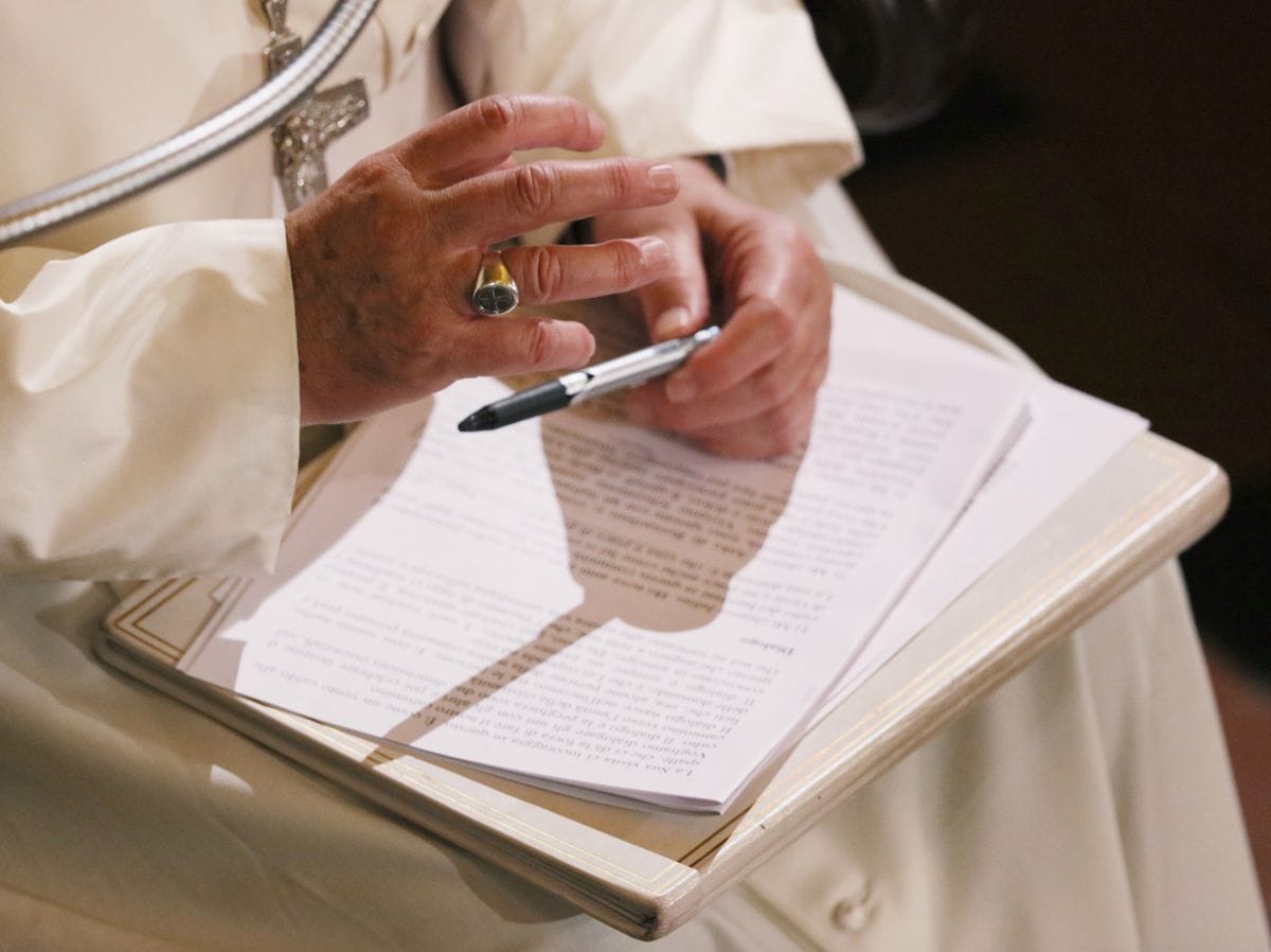 Pope Francis (Jorge Mario Bergoglio) visiting the Christuskirche. Rome, Italy. 15th November 2015 (Photo by Grzegorz GalazkaArchivio Grzegorz GalazkaMondadori via Getty Images)