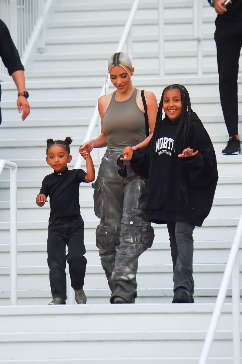 Kim Kardashian with her kids North and Chicago West 