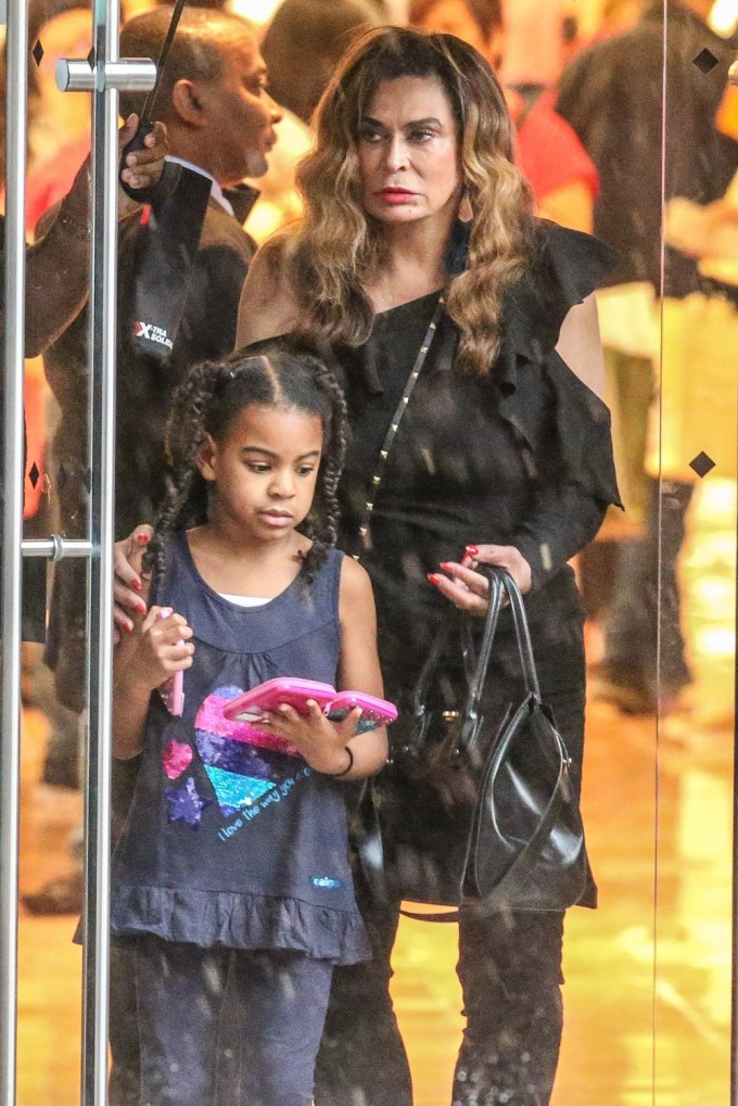 Blue Ivy & Tina Knowles Brave the Rain in Paris