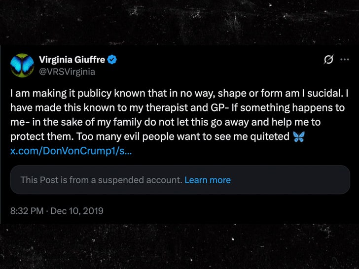 Virginia Giuffre tweet not suicidal x sub