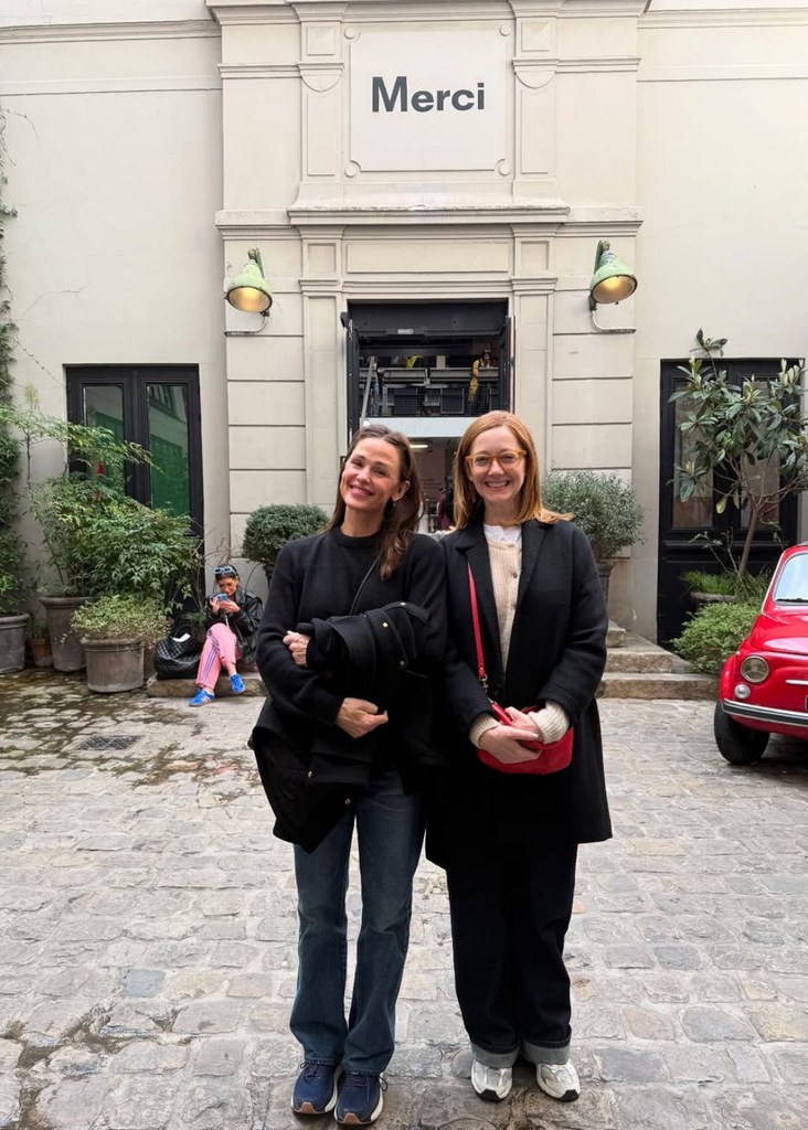 Photo shared by Jennifer Garner on Instagram featuring Judy Greer as the 13 Going on 30 co-stars filmed the second season of The Last Thing He Told Me in Paris, France