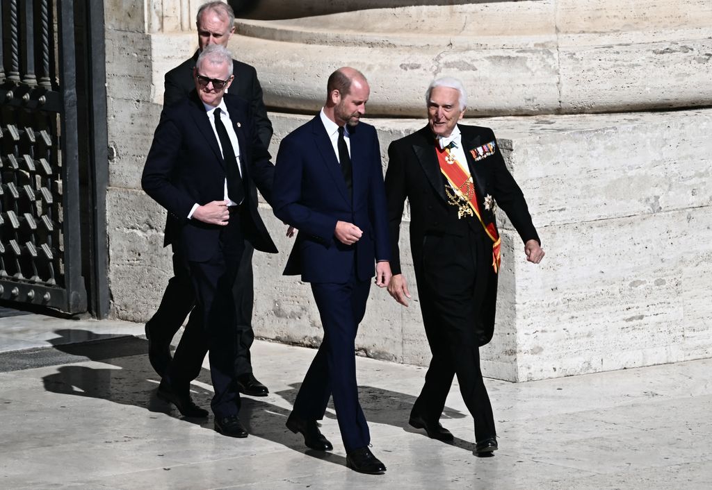 Prince William arrives ahead of the late Pope Francis' funeral ceremony