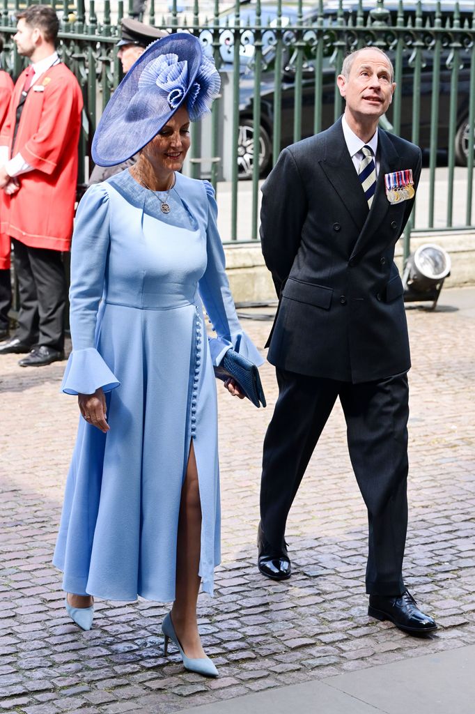 Harvey/Shutterstock (15288324ak) Sophie Duchess of Edinburgh and Prince Edward arrive at Westminster Abbey for the 80th Anniversary of VE Day Service of Thanksgiving