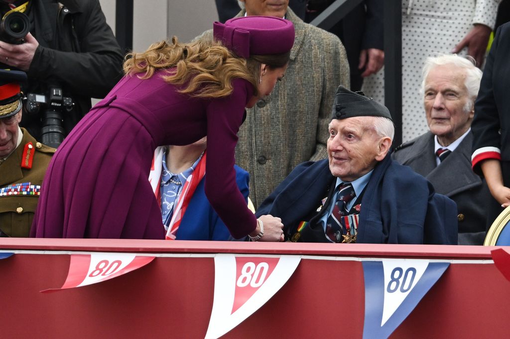 Catherine Princess of Wales speaks to a veteran 
