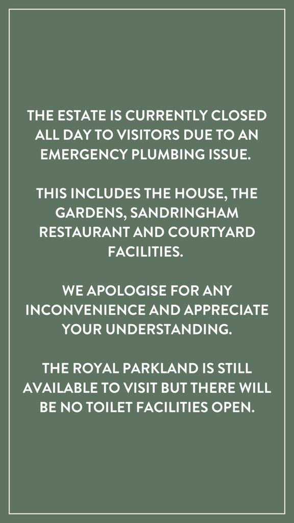 King Charles' home Sandringham House's closure notice