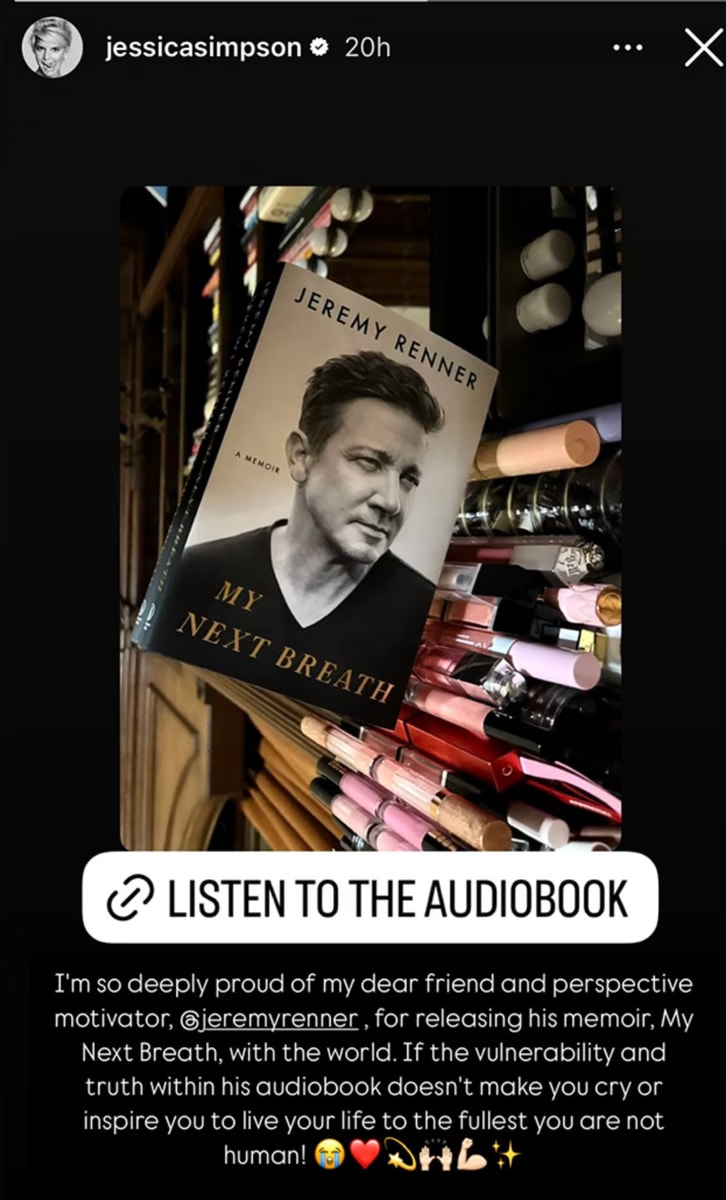 Jessica Simpson praised Jeremy Renner's memoir