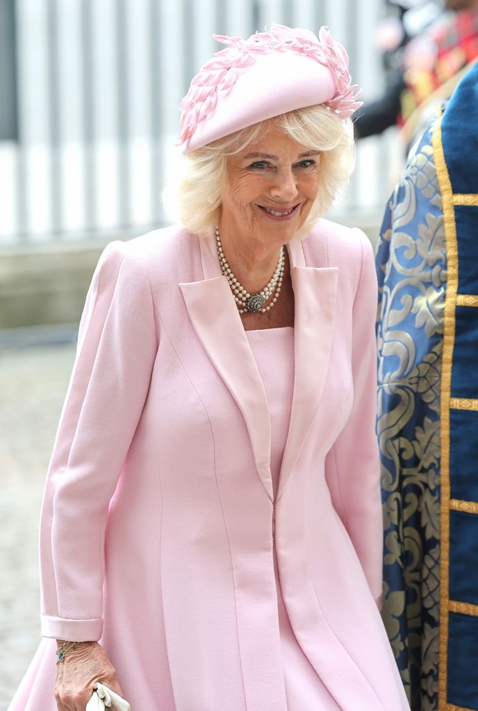 Queen Camilla smiles as she attends the celebrations for Commonwealth Day at Westminster Abbey 