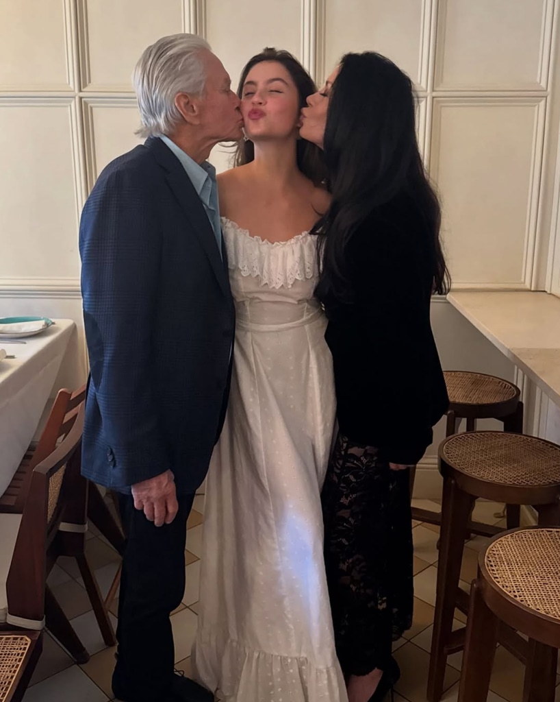 Photo shared by Catherine Zeta-Jones featuring her husband Michael Douglas and daughter Carys Douglas during the latter's graduation weekend from Brown