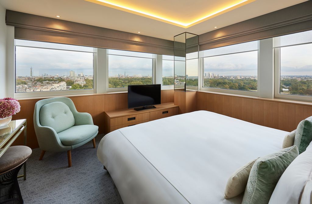View over London from bedroom of Park Suite at Royal Lancaster Hotel