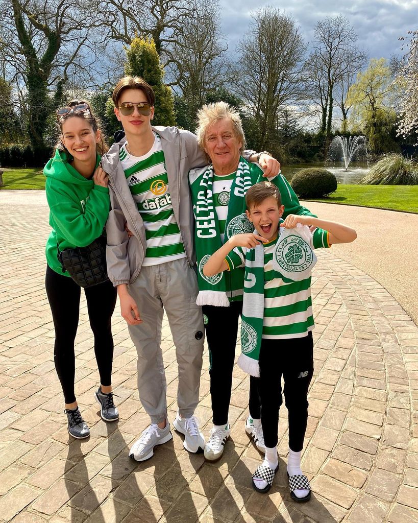 rod stewart and family wearing celtic shirts 