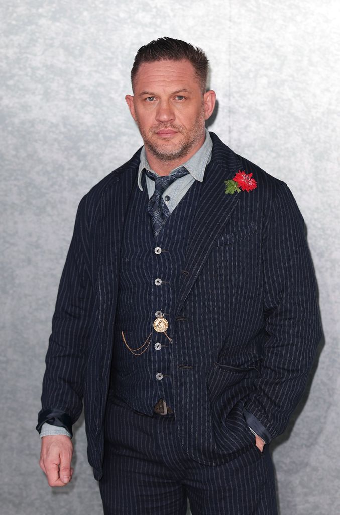 Tom Hardy in a pinstripe suit