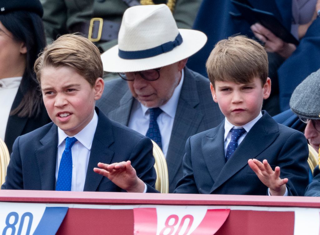 Prince Louis conducting the band during the military procession to mark the 80th anniversary of VE Day on May 5, 2025 in London, England.