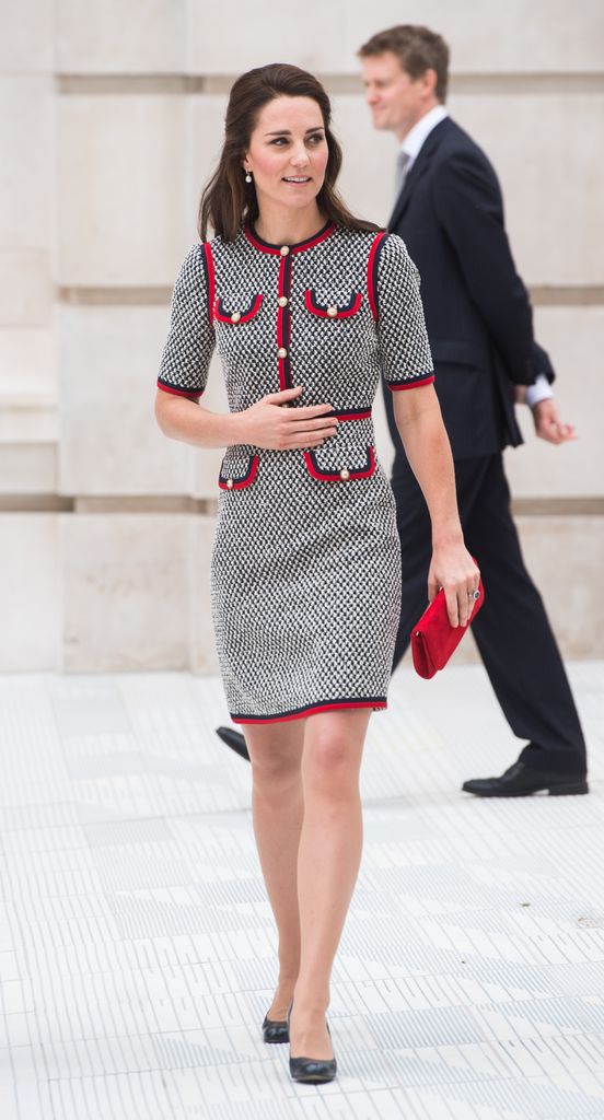 Princess Kate wearing her Gucci mini dress at the Victoria & Albert Museum in 2017