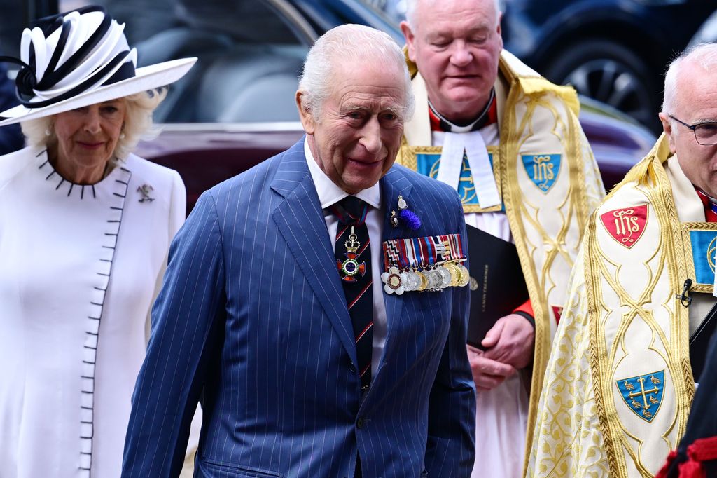 d King Charles III arrives at Westminster Abbey for the 80th Anniversary of VE Day Service of Thanksgiving