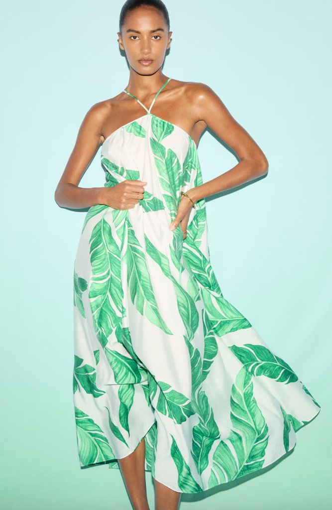 H&M green floral dress