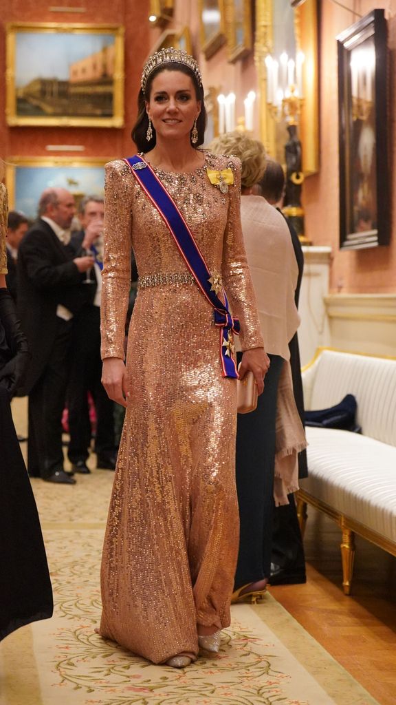 The Princess of Wales at an evening reception for members of the Diplomatic Corps at Buckingham Palace 