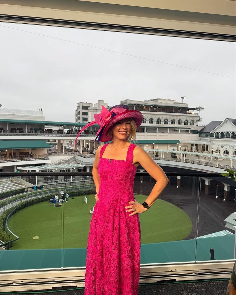 Dylan Dreyer in a Shoshanna dress at Kentucky Derby