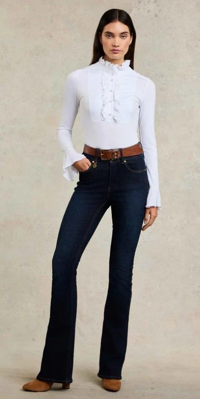 High Rise Flared Jean in Deep Indigo by Holland Cooper