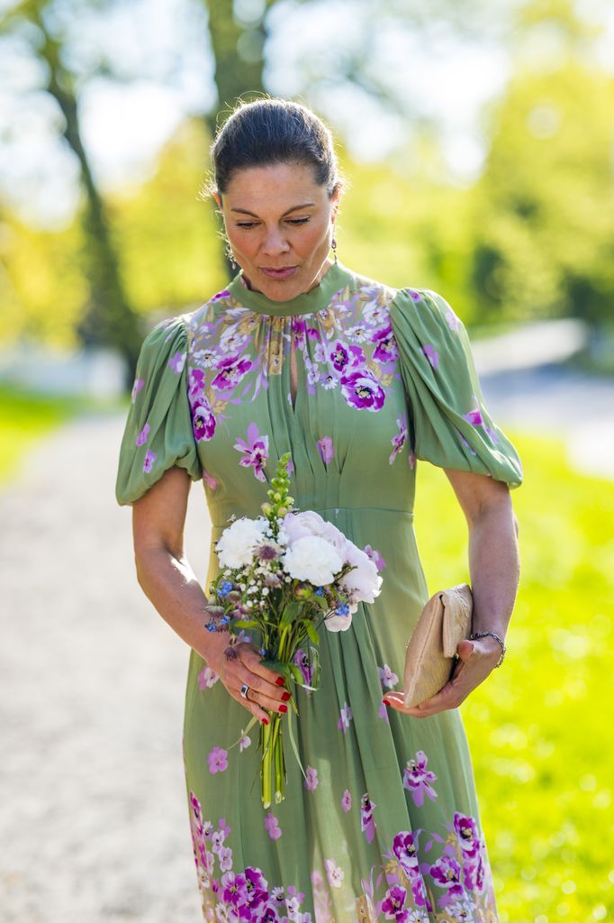 crown princess victoria in green floral dress
