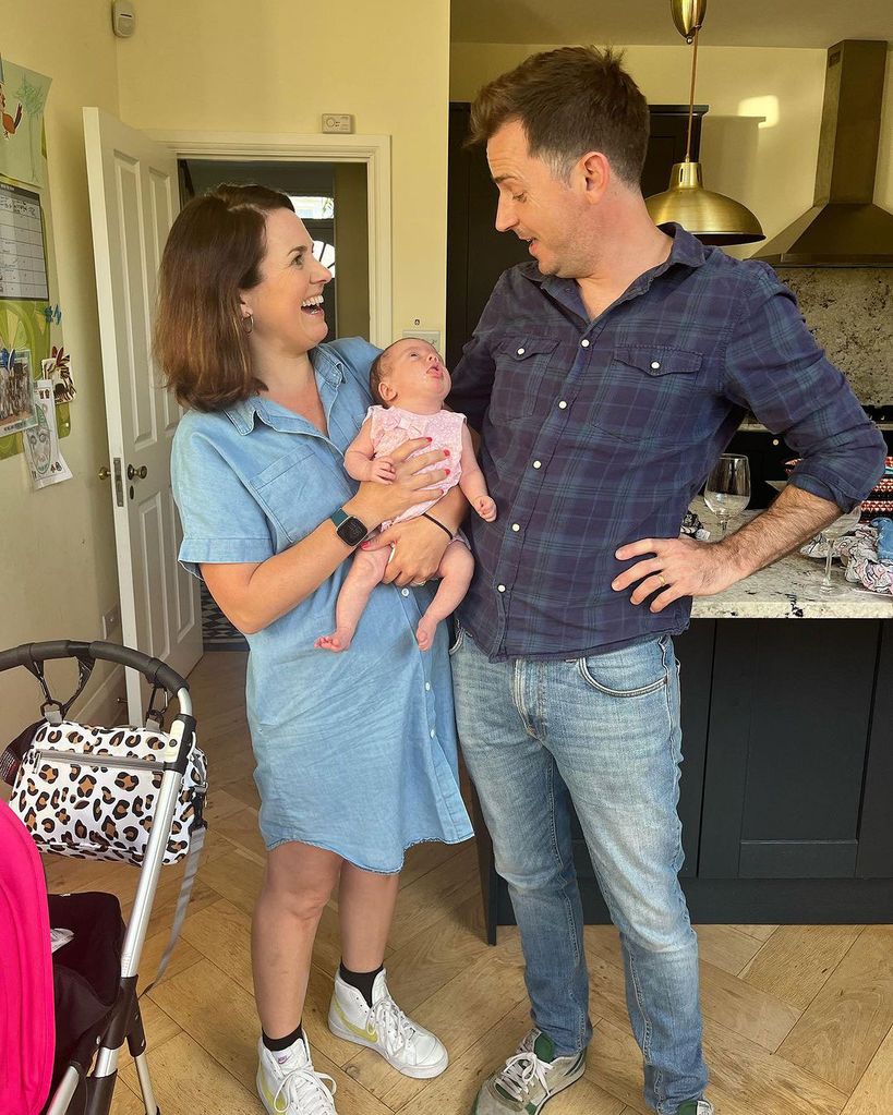 Nina Warhurst holding baby Nancy. 