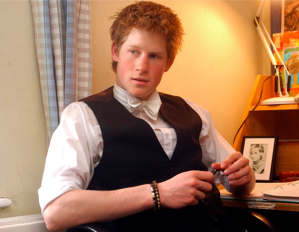 Prince Harry sits in his room at Eton College