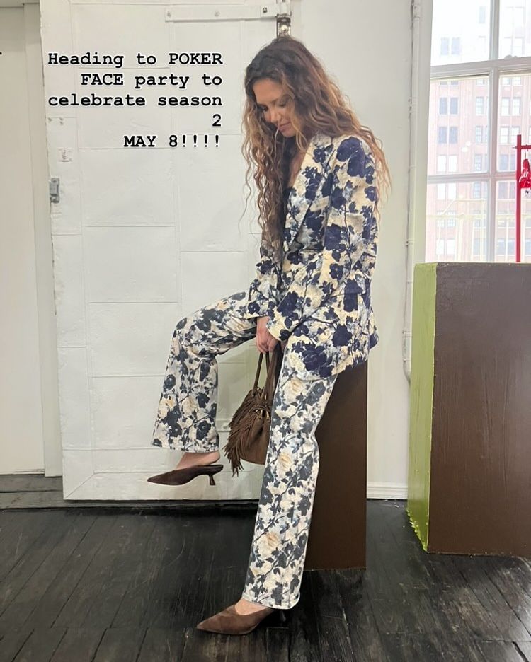 Katie Holmes floral suit