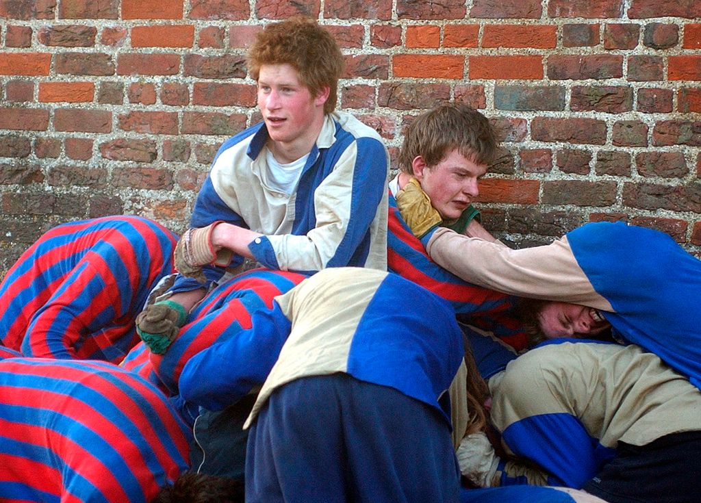 Prince Harry taking part at Eton College in the Wall Games