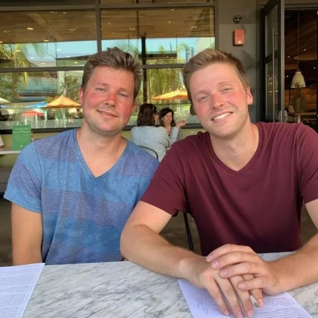 Jack Wagner's sons Peter and Harrison Wagner pose for a photo at a meal, shared on Instagram