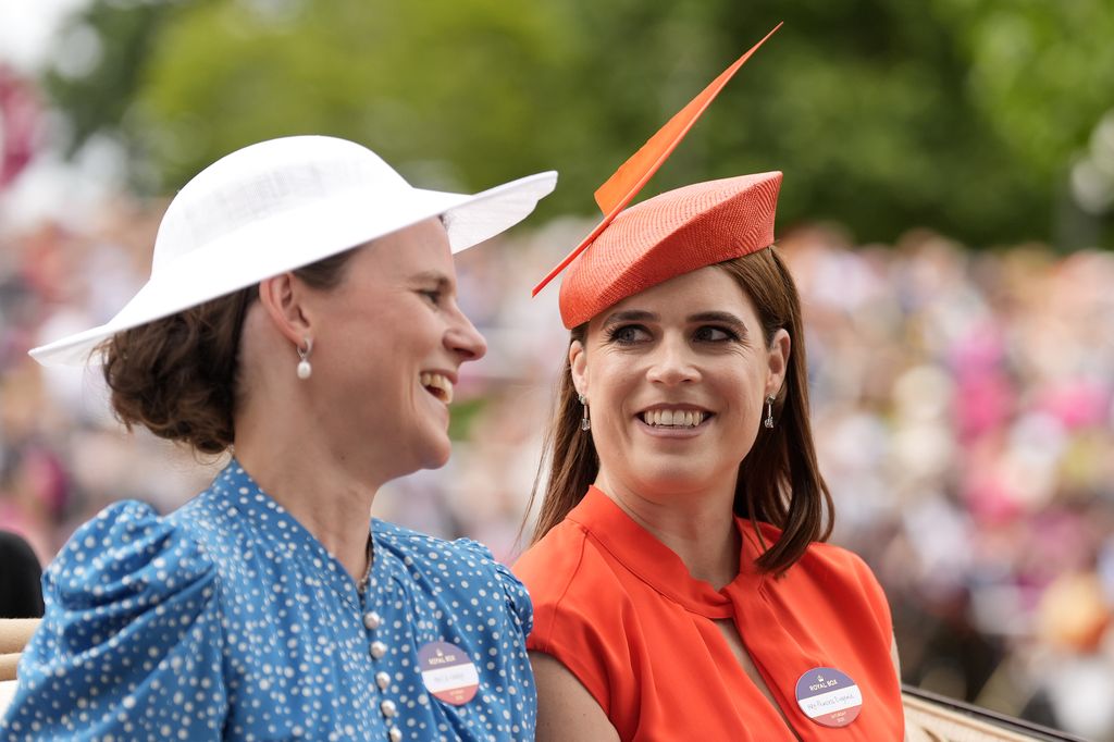 Princess Eugenie (right) arrives by royal carriage during day five of Royal Ascot at Ascot Racecourse, Berkshire