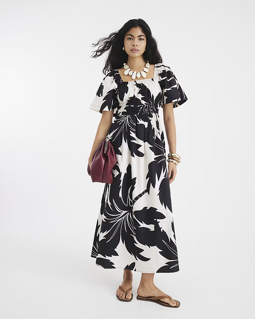 River Island Shirred Midi Dress