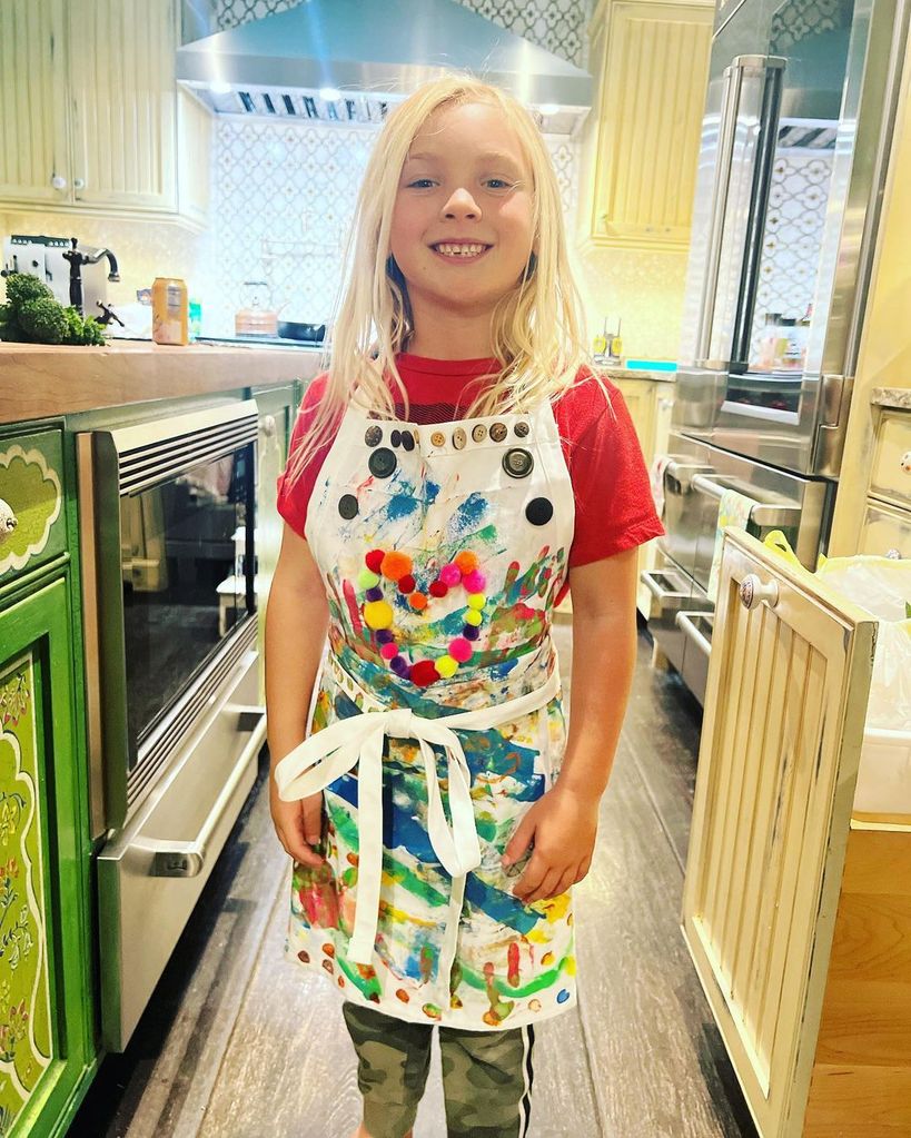 Pink's son Jameson in their family kitchen