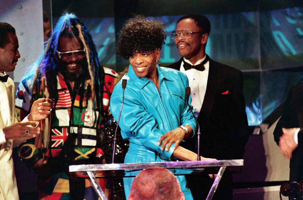 sly stone at rock and roll hall of fame ceremony 1993