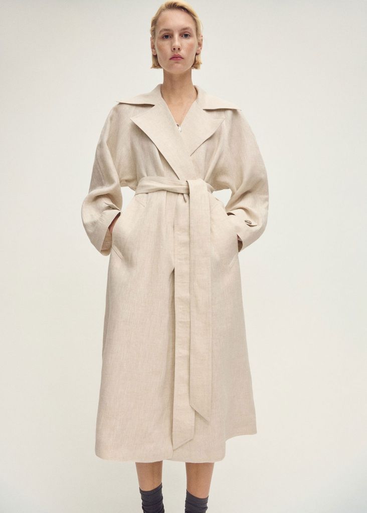 Mango Linen Trench Coat