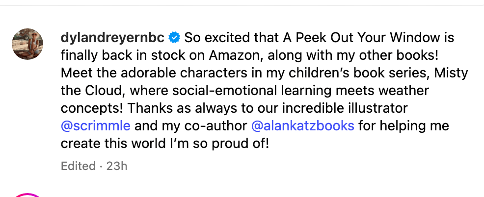 Dylan revealed her children's books were all back on Amazon 