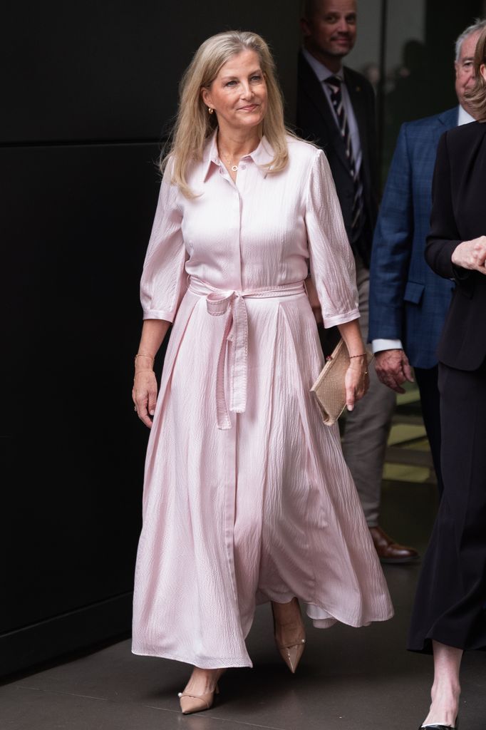 The Duchess of Edinburgh walking in pale pink dress