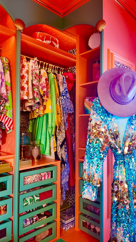 wardrobe packed with clothes