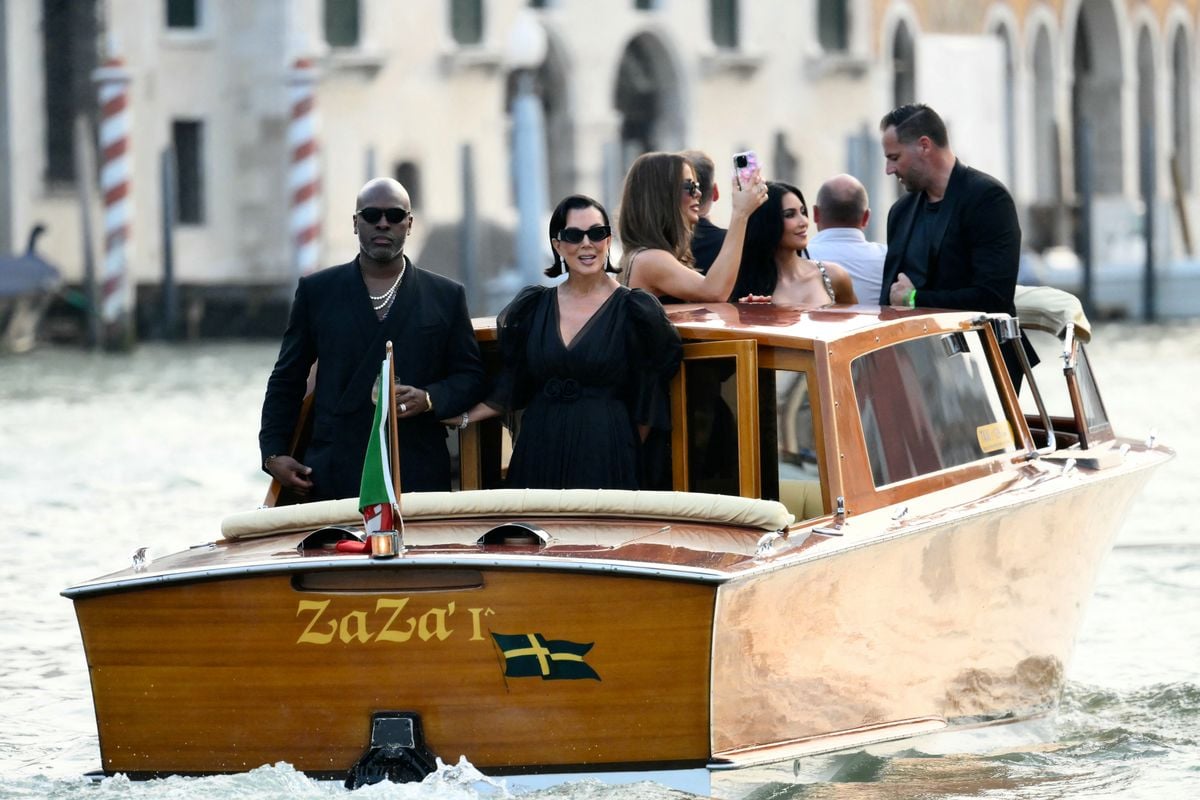 Corey Gamble, Kris Jenner, Khloe Kardashian, and Kim Kardashian ahead of the wedding of Amazon's founder Jeff Bezos with Lauren Sanchez in Venice