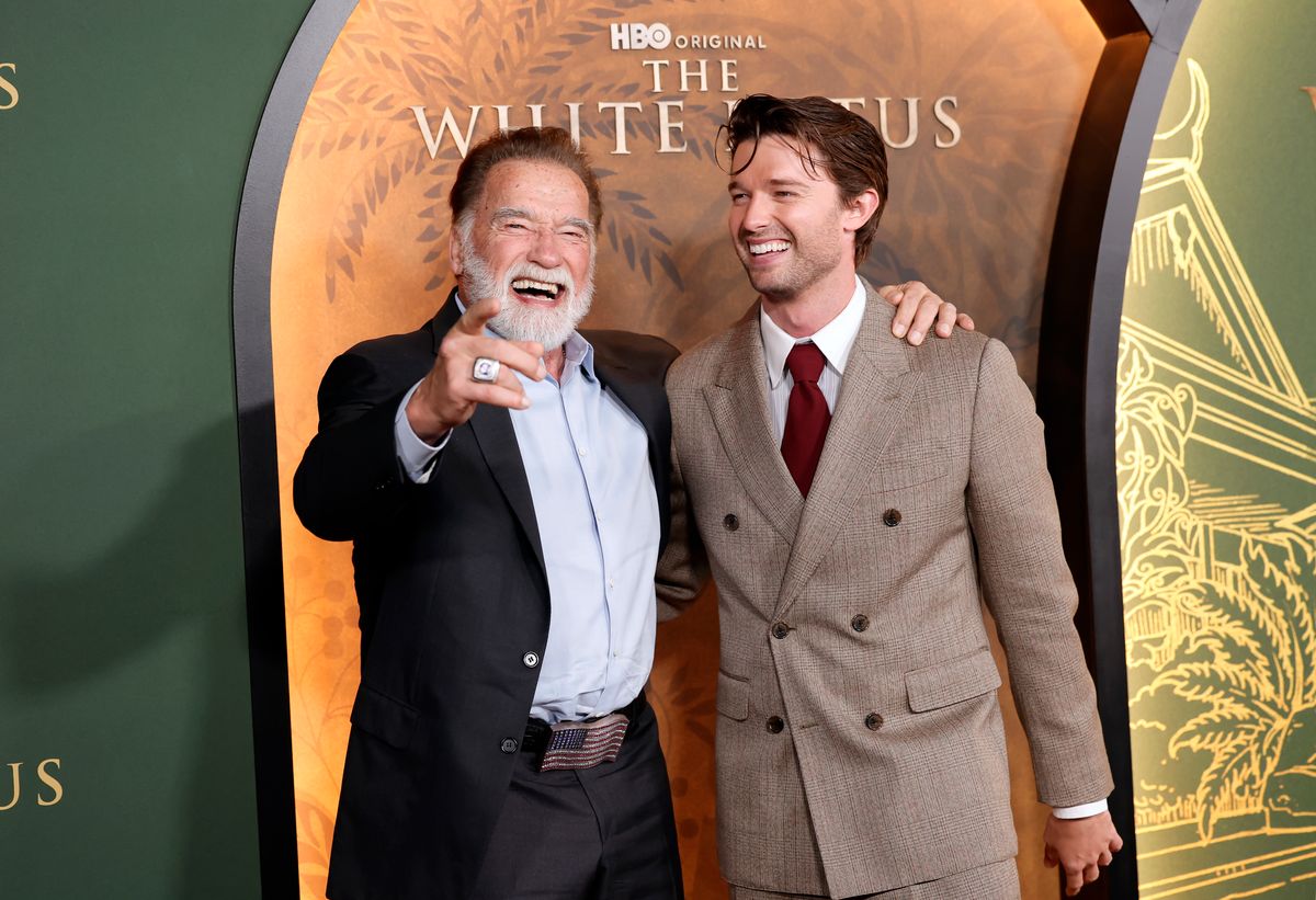 Arnold and Patrick Schwarzenegger at "The White Lotus" premiere