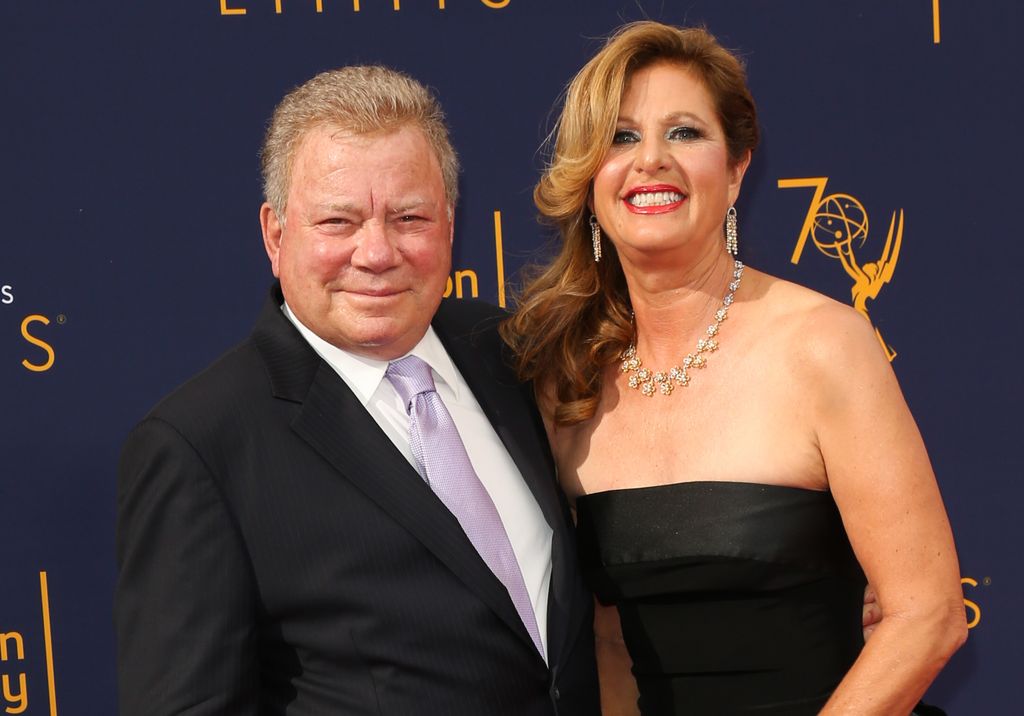 William Shatner and wife Elizabeth dressed in black tie evening wear while attending the Emmy Awards