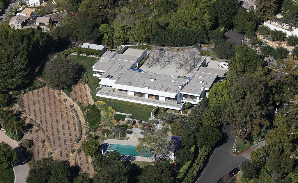 Aerial view of the property reported to be Jennifer Aniston's home on January 25, 2012 in Los Angeles, California.