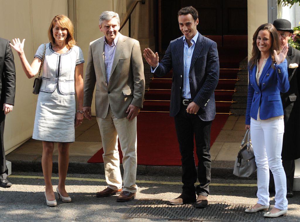 Middletons outside Goring Hotel after royal wedding in 2011