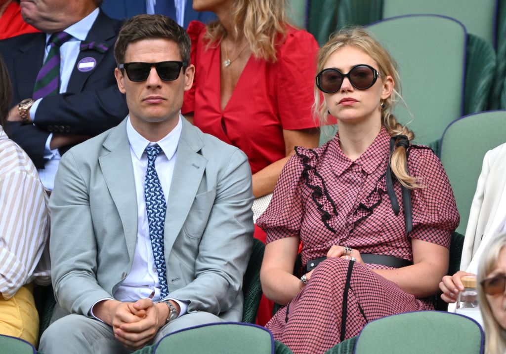 James Norton and Imogen Poots sitting together at Wimbledon