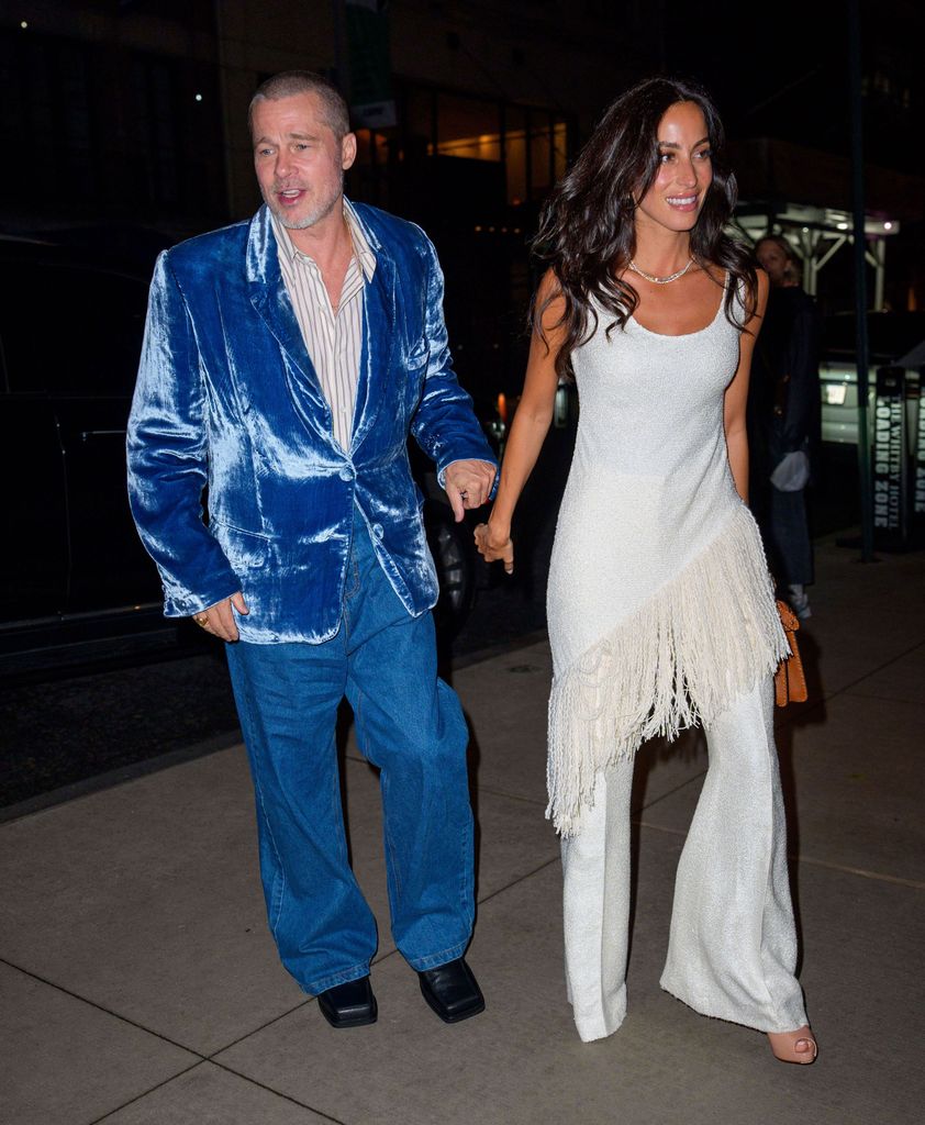 Brad and Ines date night velvet blazer, baggy trousers