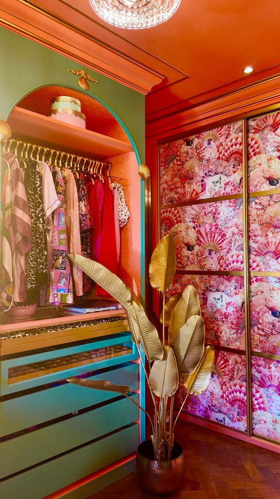 green and peach wardrobes
