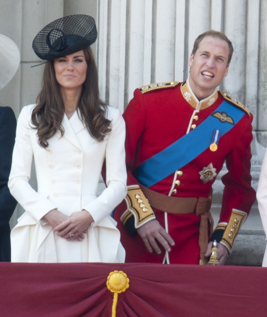 Catherine, Duchess Of Cambridge And Prince William At Buckingham Palace After Trooping The Colour In London. (Photo by Mark Cuthbert/UK Press via Getty Images)