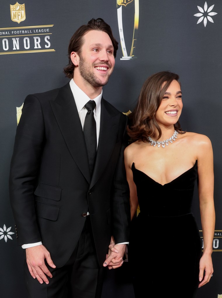 Josh Allen, Hailee Steinfeld at the 14th Annual NFL Honors held at Saenger Theatre on February 06, 2025 in New Orleans, Louisiana. (Photo by Christopher Polk/Variety via Getty Images)