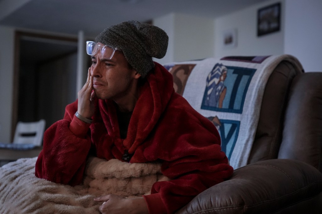 AMERICAN FORK, UT - FEBRUARY 8: Tanner Martin, 30, foresees life after his is gone where he and his wife, Shay Martin, live in the basement of Shay's parents' home on February 8, 2025, in American Fork, UT. In 2020, Tanner was diagnosed with stage four colon cancer. At the time, he was going to school for a bachelor's degree in psychiatry and had just celebrated his second wedding anniversary with his wife, who is now due to give birth to their daughter in June. Most cancers in the United States are found in people age 65 and older, but a new study shows a concerning trend: Cancer among younger Americans, particularly women, is on the rise, with gastrointestinal, endocrine and breast cancers climbing at the fastest rates. There is not a clear explanation why cancer rates are rising among younger people, but experts say there are several possible reasons behind the trend, including rising obesity rates and lifestyle factors such as drinking alcohol, smoking, sleeping poorly and being sedentary. Environmental factors, including exposure to pollutants and carcinogenic chemicals, also probably play a role.
(Photo by Jahi Chikwendiu/The Washington Post via Getty Images)